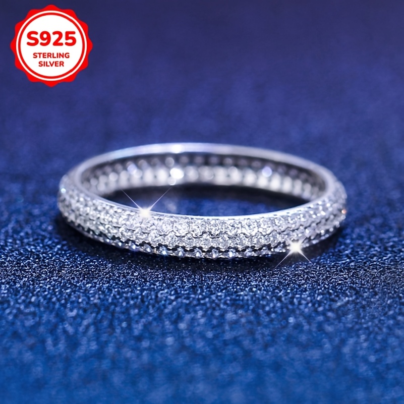 Women's 925 Silver Ring with Synthetic Zirconia, Low Allergy, Wedding Jewelry